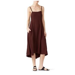 Vince brown strappy high low tank dress